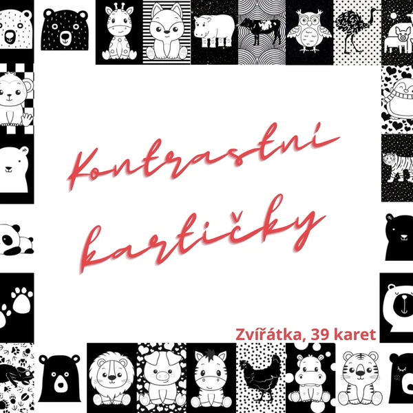 Kontrastní kartičky pro miminka 39ks