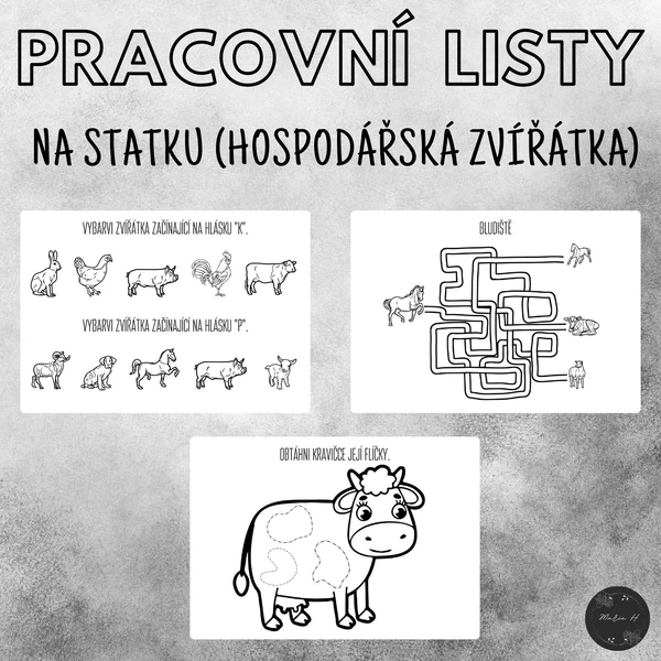 Na statku (Hospodářská zvířátka), pracovní listy