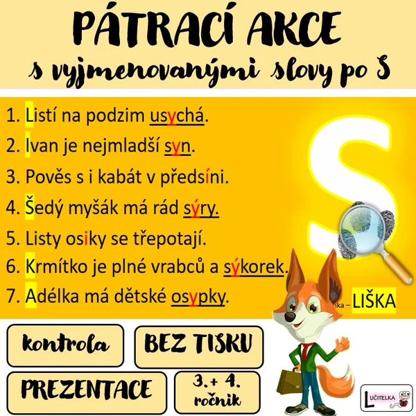 Vyjmenovaná slova PO S - PÁTRAČI