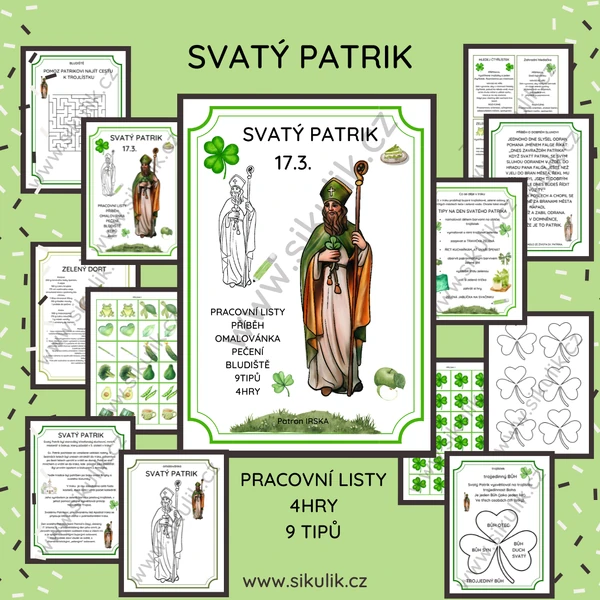 SVATÝ PATRIK PŘÍBĚH, PRACOVNÍ LISTY, 4 HRY A 9 TIPŮ