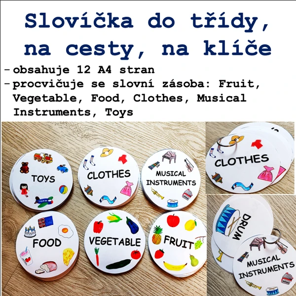 Slovíčka do třídy, na cesty, na klíče 2. sada