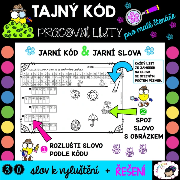 TAJNÝ KÓD - jarní pracovní listy
