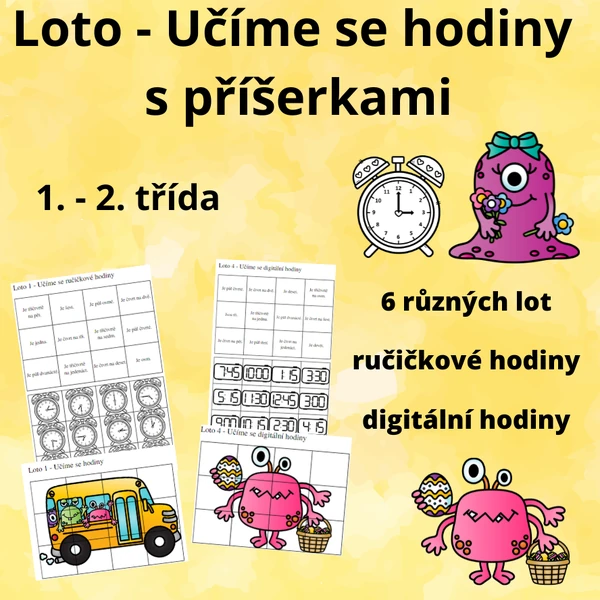 Loto - Učíme se hodiny s příšerkami