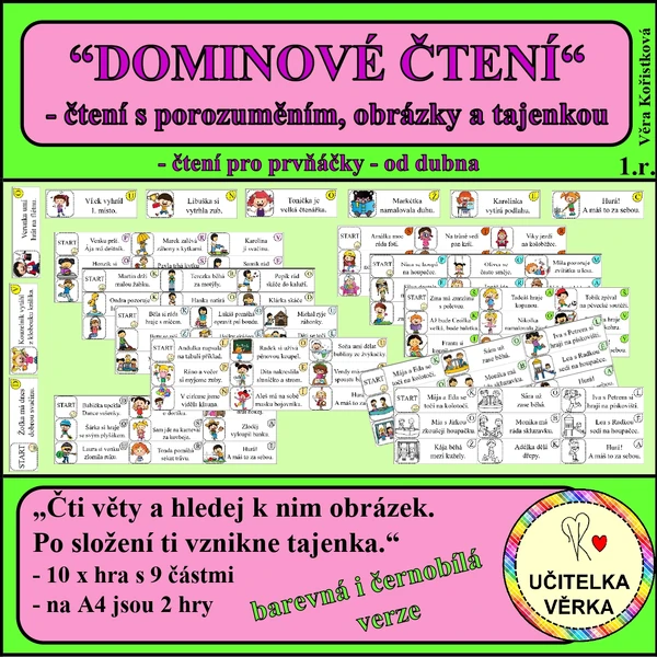 “DOMINOVÉ ČTENÍ“ – čtení s porozuměním, obrázky a tajenkou