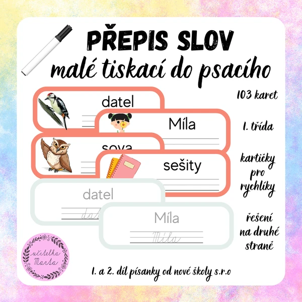 Přepis slov - malé tiskací do psacího