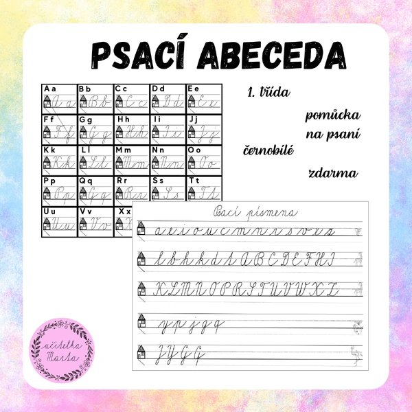 Abeceda - psací (domečky)