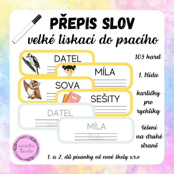 Přepis slov - velké tiskací do psacího