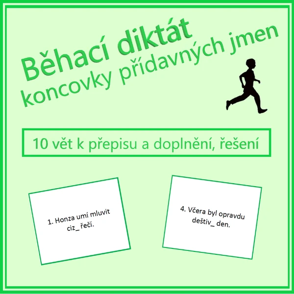 Běhací diktát - koncovky přídavných jmen