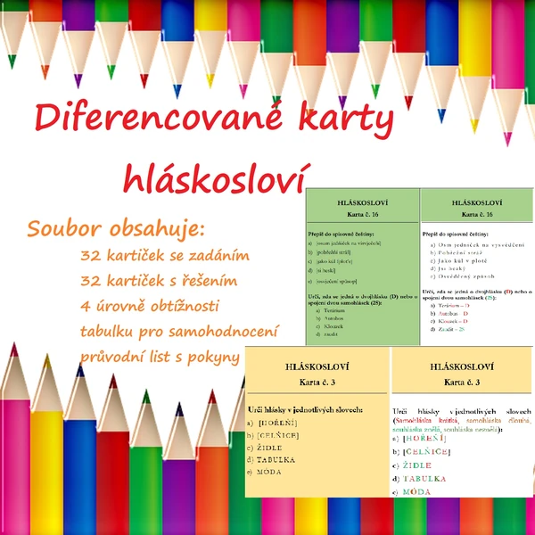 Diferencované karty - hláskosloví