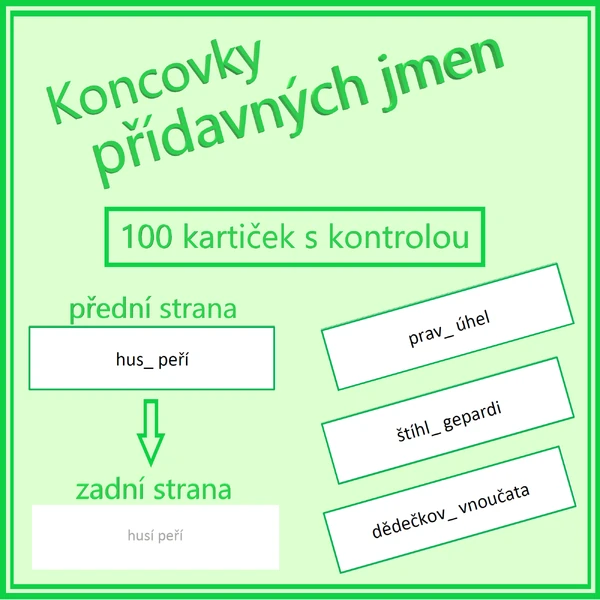 Koncovky přídavných jmen - kartičky