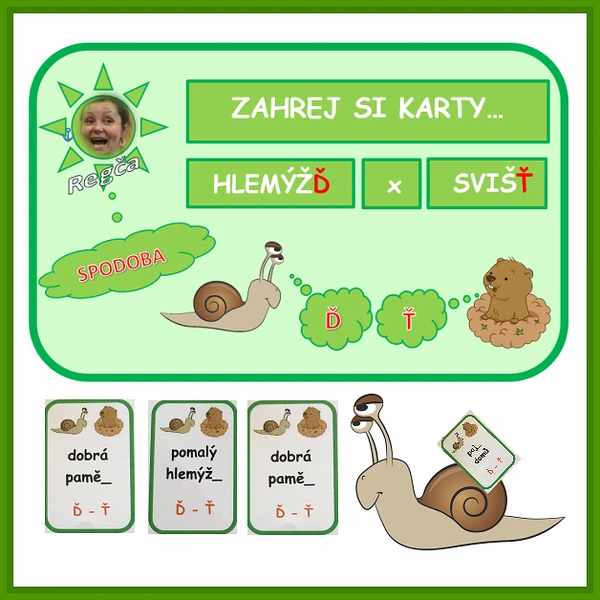 Zahrej si karty hlemýžď x svišť - spodoba Ď - Ť