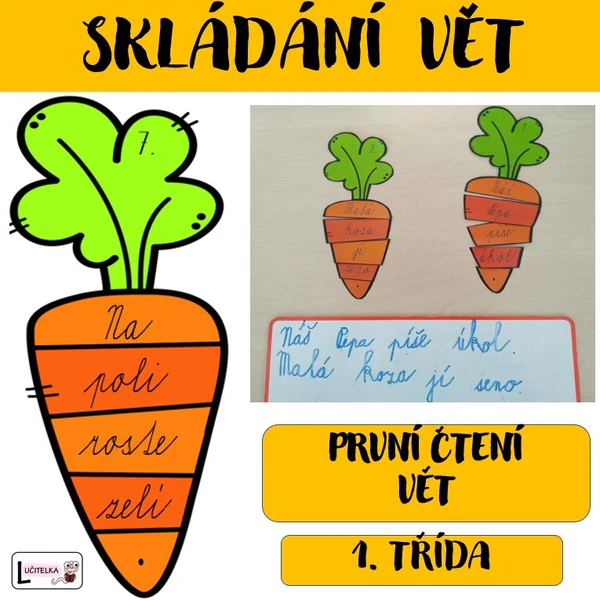 Čtení a skládání vět = mrkvičky