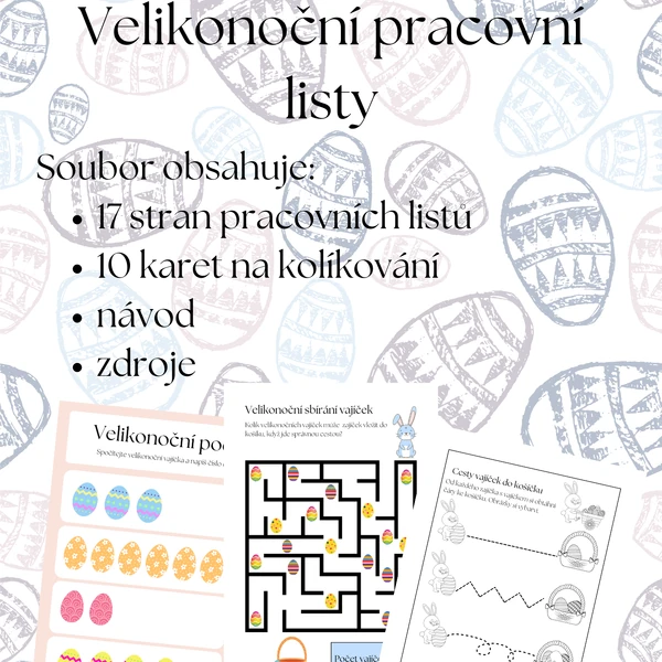 Pracovní listy + kolíčkování - Velikonoce