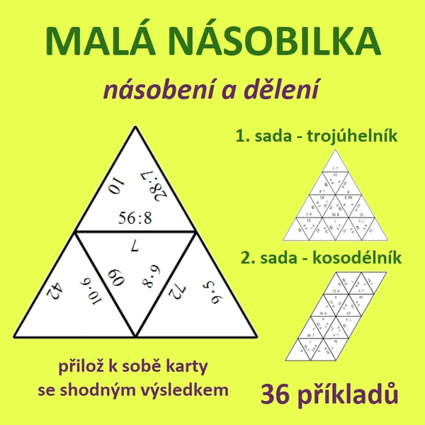 Trimino – MALÁ NÁSOBILKA – násobení a dělení (2 sady)