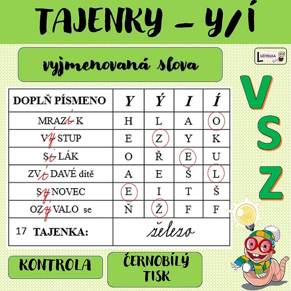 TAJENKY/ vyjmenovaná slova po V+S+Z