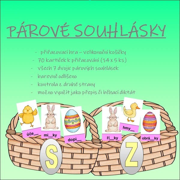 Párové souhlásky - přiřazování - Velikonoce