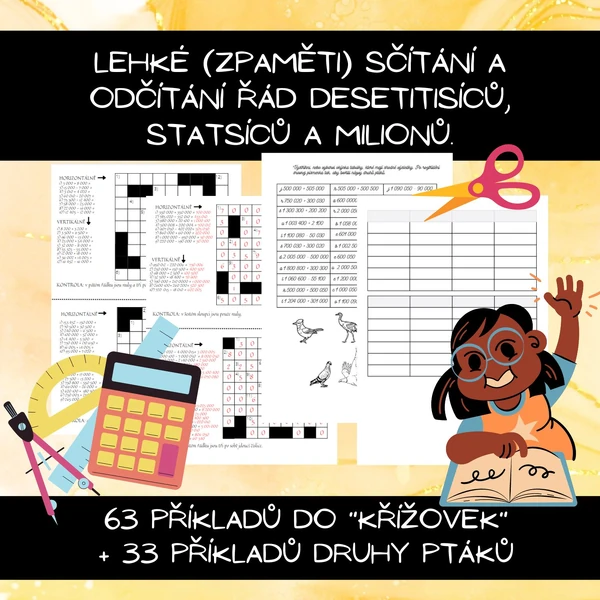 Sčítání odčítání do deseti/statisíce a miliony  (čísla s nulami)