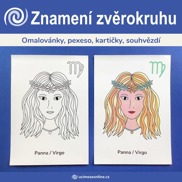 Znamení zvěrokruhu - omalovánky, pexeso, 6 složkové kartičky, souhvězdí