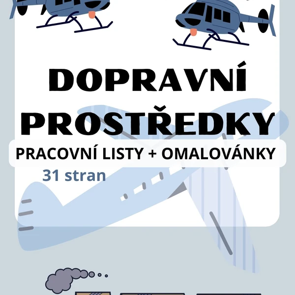 Dopravní prostředky - pracovní listy, omalovánky