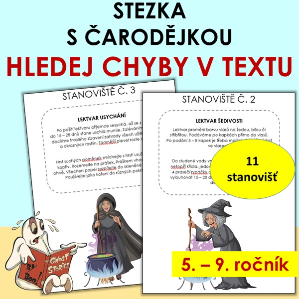 Stezka s čarodějkou - hledej pravopisné chyby
