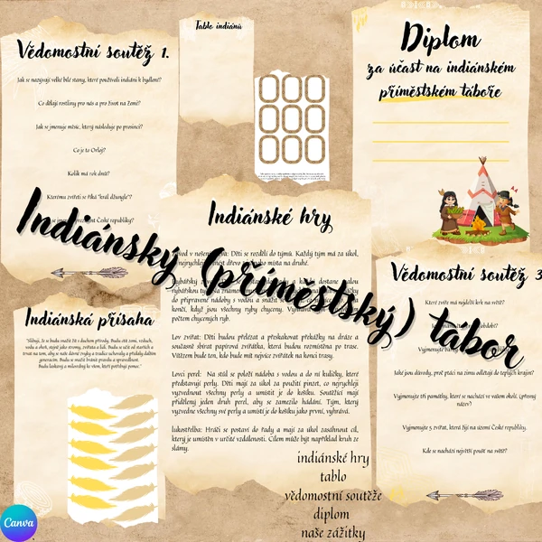 Indiánský (příměstský) tábor - diplom,hry, tablo ..