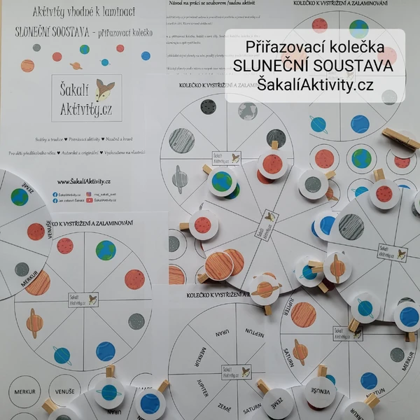 Sada aktivit - SLUNEČNÍ SOUSTAVA - PŘIŘAZOVACÍ KOLEČKO