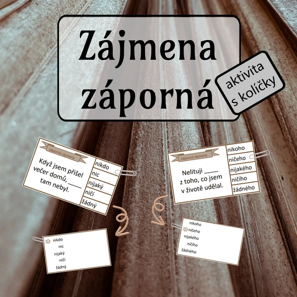 Záporná zájmena - aktivita s kolíčky
