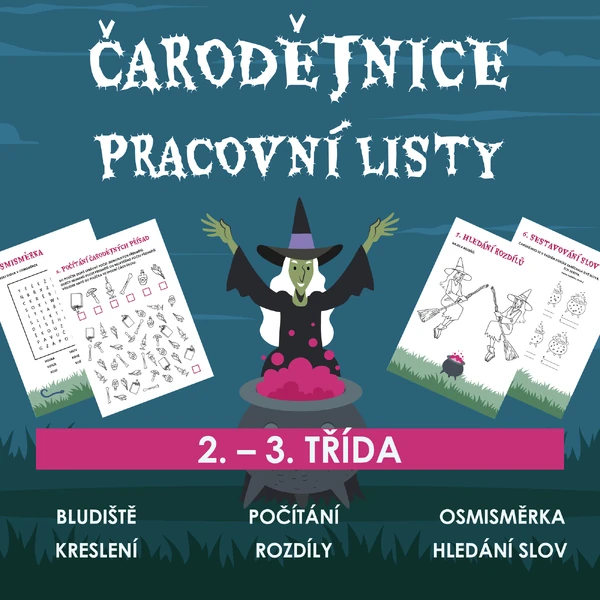 Čarodějnice - pracovní listy (pro 2. a 3. třídu)