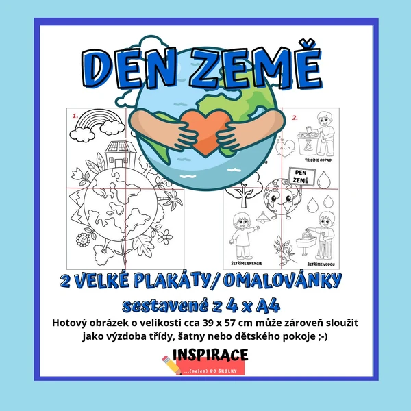 VELKÉ omalovánky/ plakáty DEN ZEMĚ (4xA4)