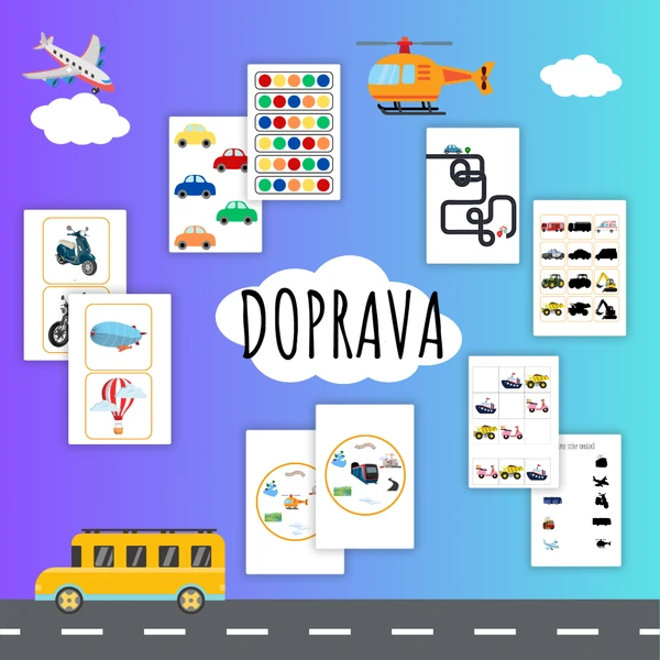 Dopravní prostředky - demontrační obrázky, stíny a další aktivity