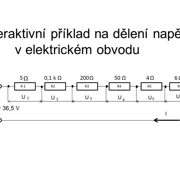 Interaktivní příklady na dělení napětí v elektrickém obvodě