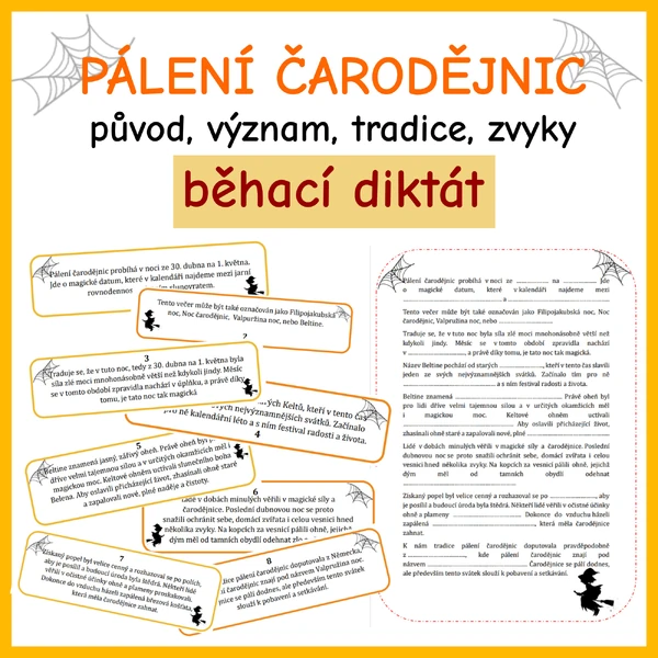 Pálení čarodějnic - běhací diktát