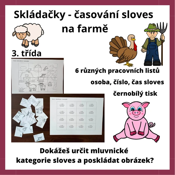 Skládačky – časování sloves na farmě