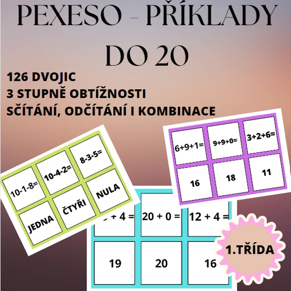 MATEMATICKÉ PEXESO - počítáme do 20