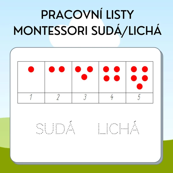 Pracovní listy Montessori sudá/lichá