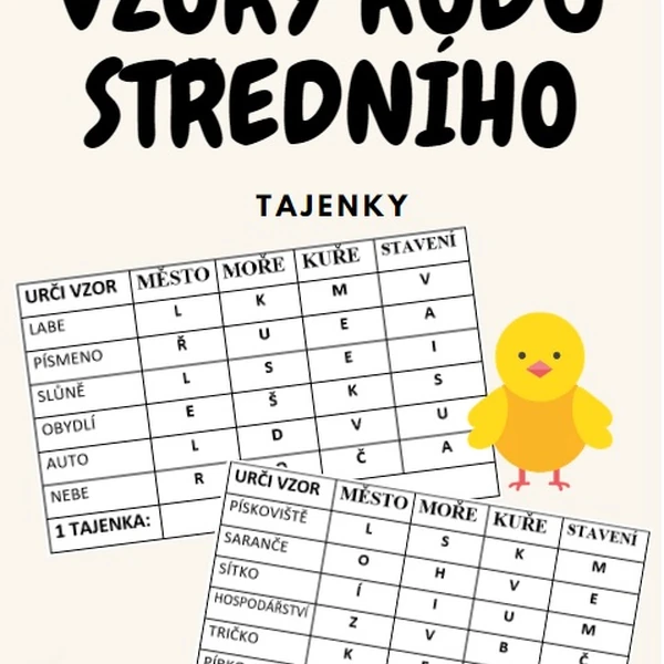 rod střední - vzory - tajenky (vzory rodu středního)