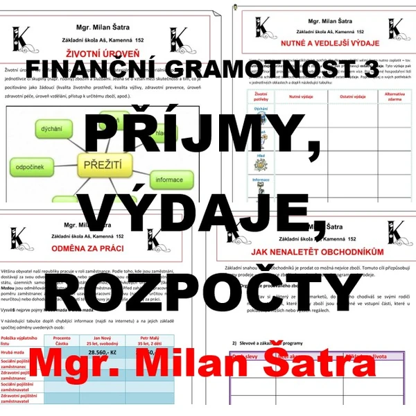 FINANČNÍ GRAMOTNOST 3 - příjmy, výdaje, rozpočty