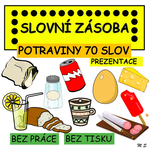 Slovní zásoba v prezentaci - FOOD/POTRAVINY - žádný tisk a laminování