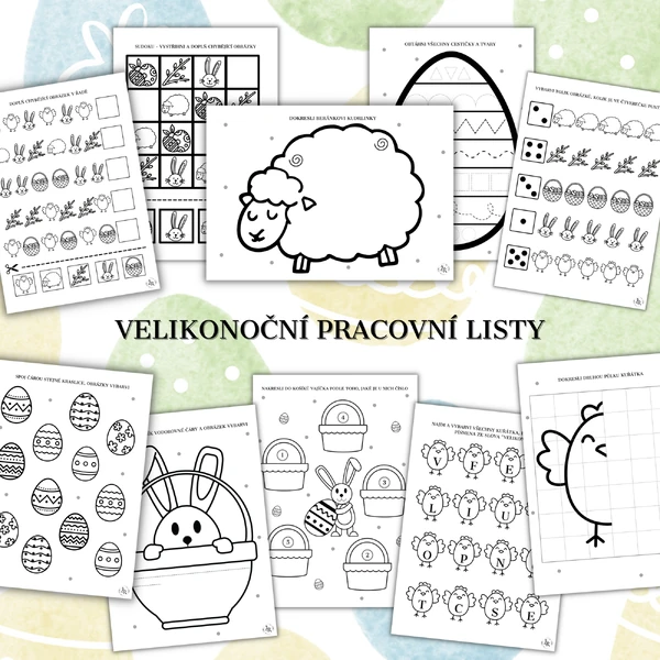 VELIKONOCE - černobílé pracovní listy