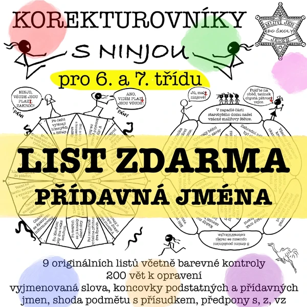 Korektury s ninjou - koncovky přídavných jmen - pro 2. stupeň