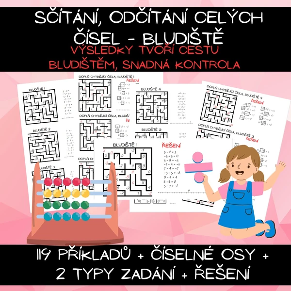 Sčítání, odčítání celých čísel -bludiště