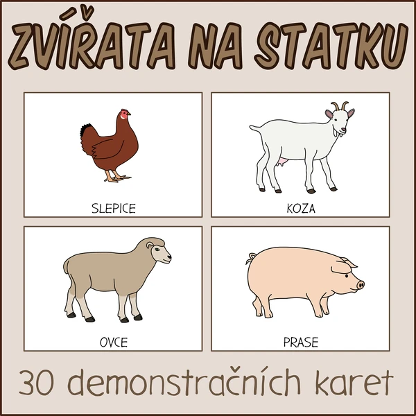 Zvířata na statku - Demonstrační karty