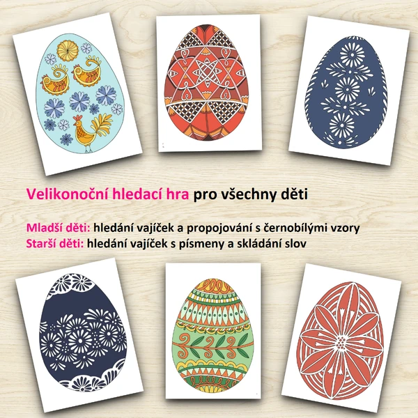 Velikonoční lov vajíček - hledačka ven i dovnitř