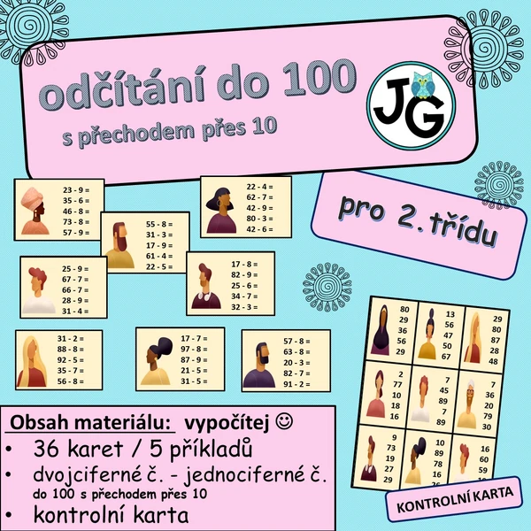 Odčítám do 100 s přechodem přes 10