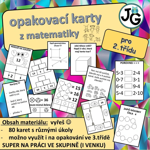 Opakovací karty z matematiky pro 2. ročník