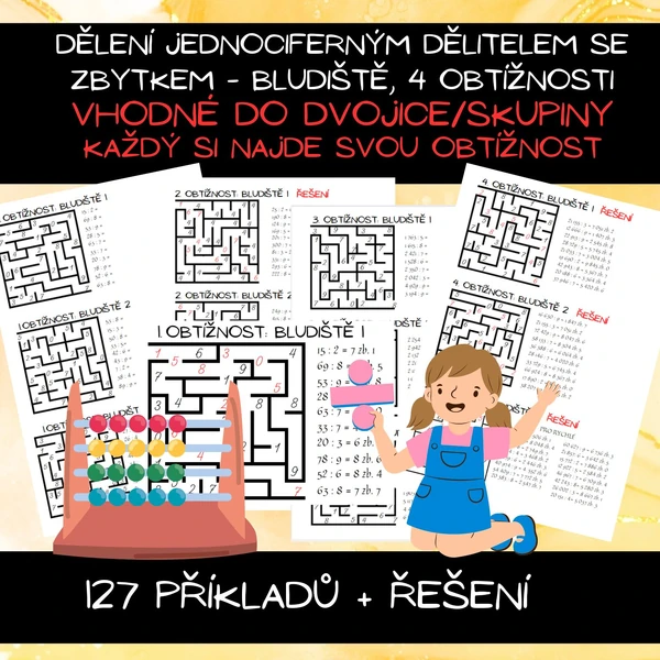 Dělení jednociferným se zbytkem - bludiště