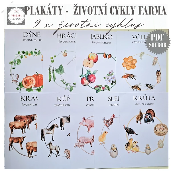 PLAKÁTY ŽIVOTNÍ CYKLY NA FARMĚ