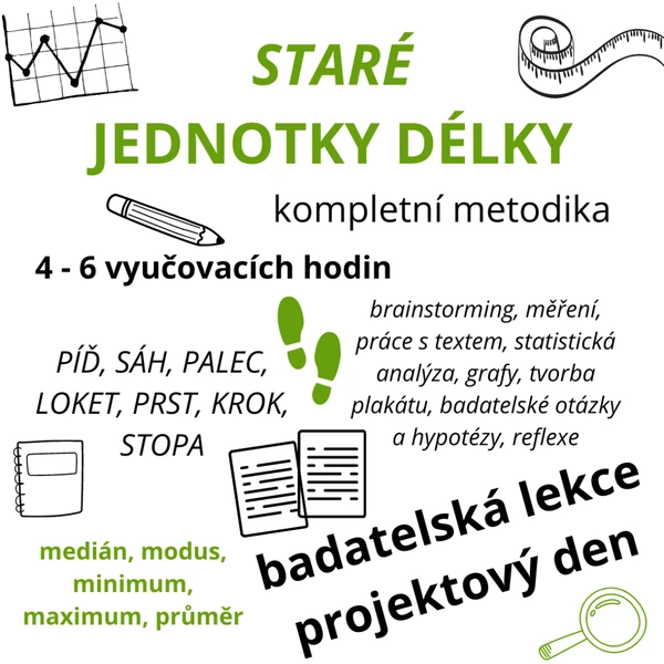 LEKCE (4 - 6 hodin) - Staré jednotky délky (loket, píď, krok...) a statistika
