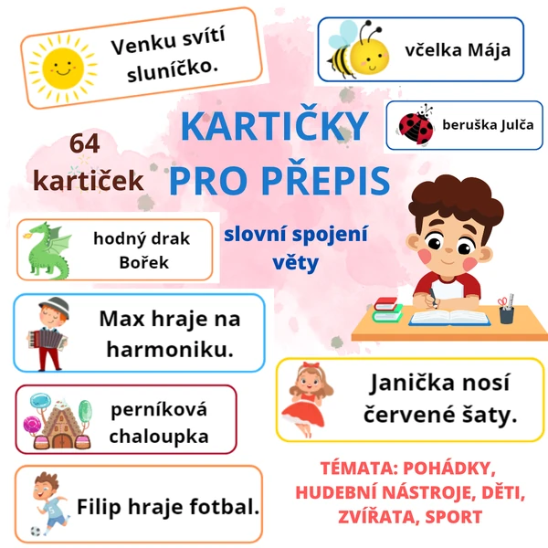 Kartičky pro přepis (1. a 2. třída)