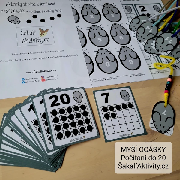 Sada aktivit - MYŠÍ OCÁSKY - počítání do 20